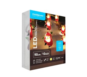 Modee Julelyskæde med Julemand - 1,2 Meter - 10 LED'er - På Batteri