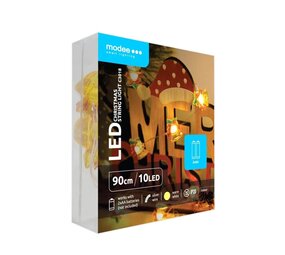 Modee Julelyskæde Klokke - 1,2 Meter - 10 LED'er - Varm Hvid - Batteri