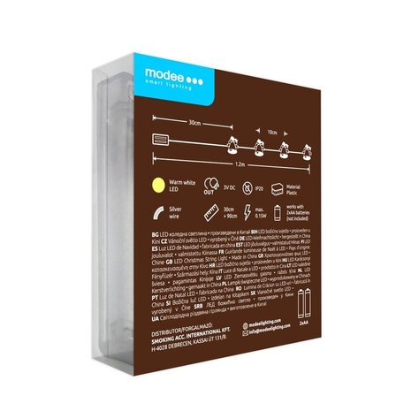 Modee Julelyskæde Klokke - 1,2 Meter - 10 LED'er - Varm Hvid - Batteri