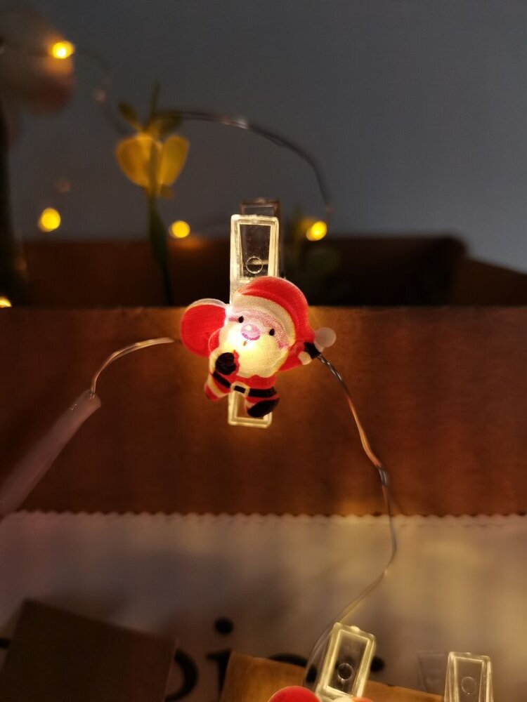 Modee Julelyskæde Julemand med LED Klemmer - 1,2 Meter - 10 LED'er - Varm Hvid