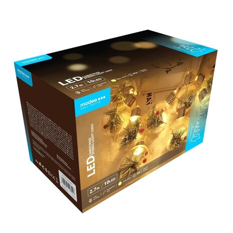 Modee Julelyskæde med Kugler - 3 Meter - 10 LED'er - Varm Hvid Modee Julelyskæde med Kugler - 3 Meter - 10 LED'er - Varm Hvid