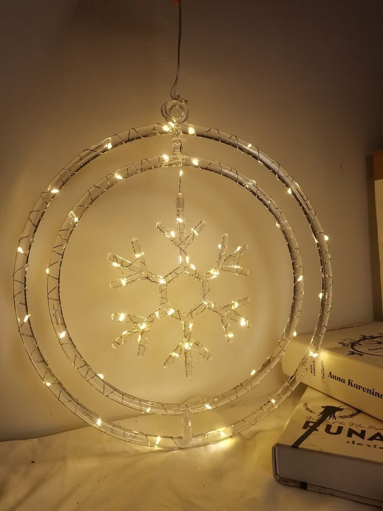 Modee LED Julekrans Snefnug - Ø50cm - 48 LED'er - Varm Hvid - På Batteri Modee LED Julekrans Snefnug - Ø50cm - 48 LED'er - Varm Hvid - På Batteri