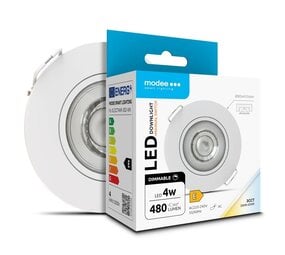 Modee LED indbygningsspot - Hvid - 4W - 3CCT - 3000K/4000K/6500K - 480lm - IP44 - 80mm - Tiltbar - Dæmpbar | Savningsmål 68mm Modee LED indbygningsspot - Hvid - 4W - 3CCT - 3000K/4000K/6500K - 480lm - IP44 - 80mm - Tiltbar - Dæmpbar | Savningsmål 68mm
