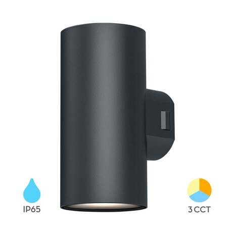 LED væglampe Up Down - Sort - 18W CCT - IP65 - 78x99x115mm