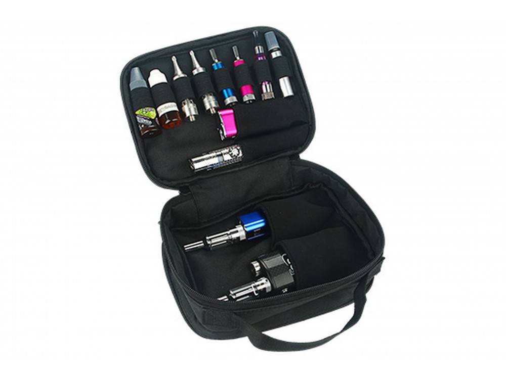 Tasche mit Griff in schwarz für E-Zigaretten und Zubehör - Dann lieber  dampfen