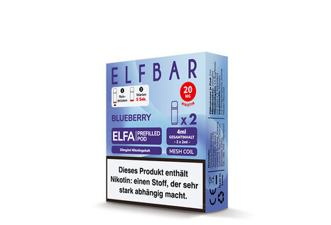 Elfbar Blueberry Elfa CP Pod(2 Pods mit 2ml Liquid) von Elfbar - Fertig Liquid für die elektrische Zigarette