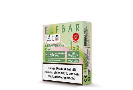 Elfbar Strawberry Kiwi Elfa CP Pod(2 Pods mit 2ml Liquid) von Elfbar - Fertig Liquid für die elektrische Zigarette