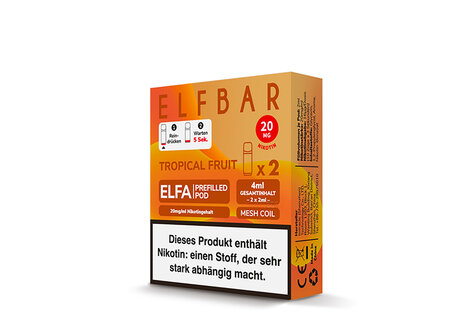 Elfbar Tropical Fruit Elfa CP Pod(2 Pods mit 2ml Liquid) von Elfbar - Fertig Liquid für die elektrische Zigarette