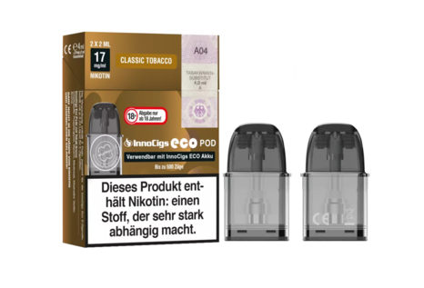 InnoCigs Classic Tobacco Eco Pod (2 Pods mit 2ml Liquid) von InnoCigs - Fertig Liquid für die elektrische Zigarette