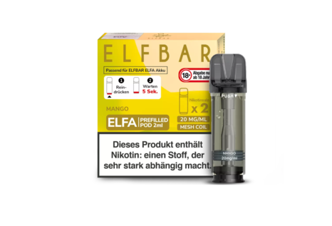 Elfbar Mango Elfa CP Pod(2 Pods mit 2ml Liquid) von Elfbar - Fertig Liquid für die elektrische Zigarette