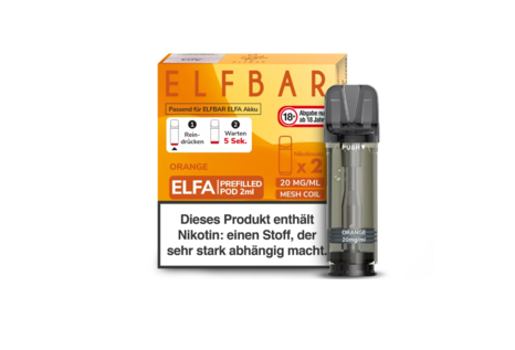 Elfbar Orange Elfa CP Pod(2 Pods mit 2ml Liquid) von Elfbar - Fertig Liquid für die elektrische Zigarette