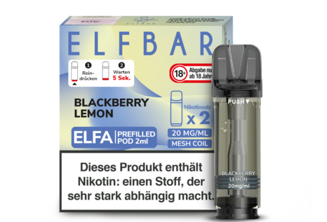 Elfbar Blackberry Lemon Elfa CP Pod(2 Pods mit 2ml Liquid) von Elfbar - Fertig Liquid für die elektrische Zigarette