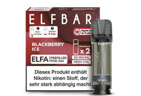 Elfbar Blackberry Ice Elfa CP Pod(2 Pods mit 2ml Liquid) von Elfbar - Fertig Liquid für die elektrische Zigarette