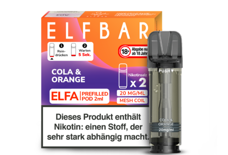 Elfbar Cola & Orange Elfa CP Pod(2 Pods mit 2ml Liquid) von Elfbar - Fertig Liquid für die elektrische Zigarette