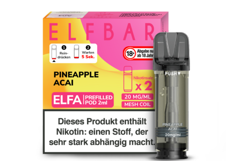 Elfbar Pineapple Acai Elfa CP Pod(2 Pods mit 2ml Liquid) von Elfbar - Fertig Liquid für die elektrische Zigarette