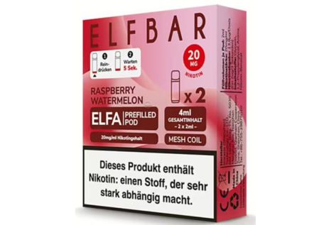 Elfbar Raspberry Watermelon Elfa CP Pod(2 Pods mit 2ml Liquid) - Fertig Liquid für die elektrische Zigarette