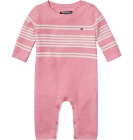 Tommy Hilfiger * Placed Stripe Baby Coverall Pink Htr/Marshmallow
