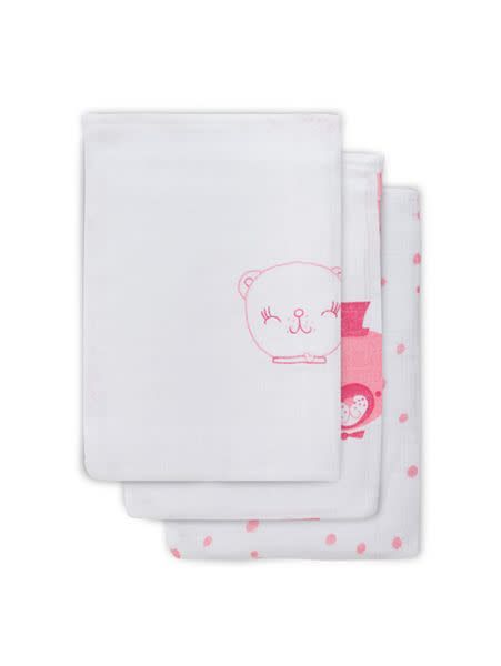 Jollein + Hydrofiel Washandje Funny Bear Pink (3pack)