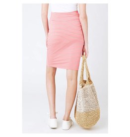 Ripe * Mia Stripe Skirt Baked Coral/White