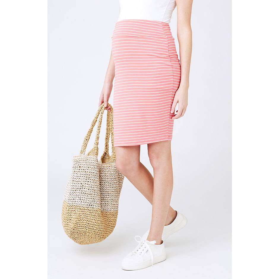Ripe Mia Stripe Skirt Baked Coral/White