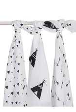 Jollein + Hydrofiel luier Indians black & white (6pack)