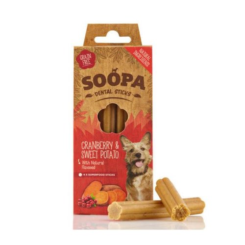 Soopa Dental sticks Cranberry & Zoete aardappel 4 stuks