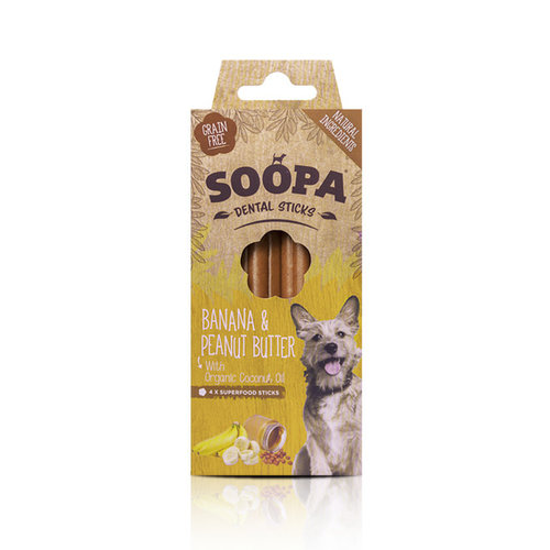 Soopa Dental sticks Banaan & Pindakaas 4 stuks