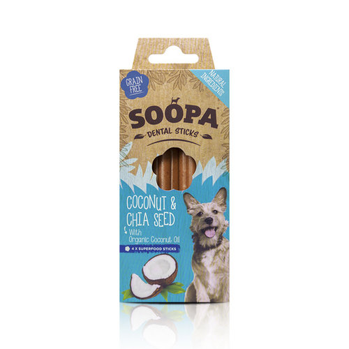 Soopa Dental sticks Kokosnoot & Chiazaad 4 stuks