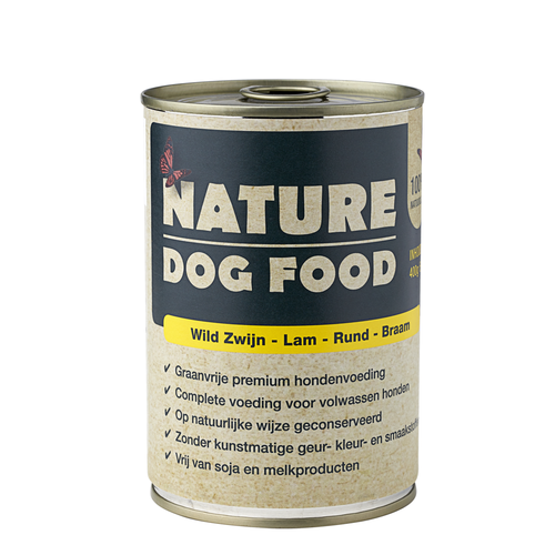 Nature Dog Food Blik Wild zwijn, Lam & Rund 400 gram