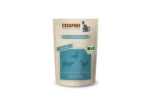 Escapure Kat Natvoer pouch BIO eend, rund & kip 100 gram