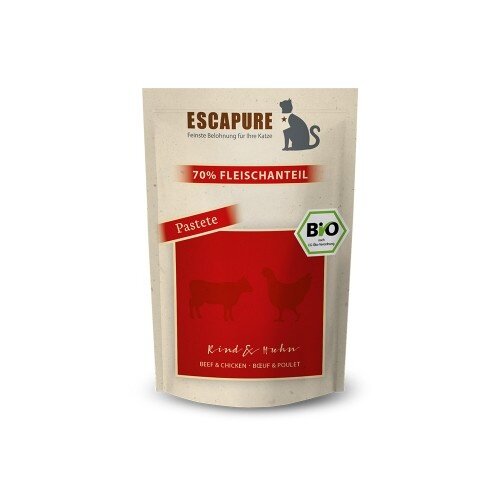 Escapure Kat Natvoer pouch BIO rund & kip 100 gram