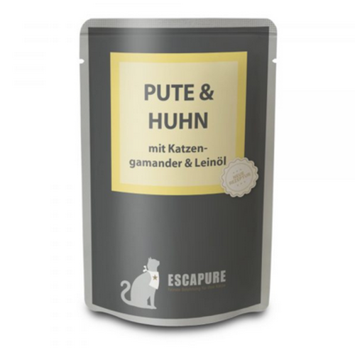 Escapure Kat Natvoer pouch kalkoen & kip met gamander 100 gram