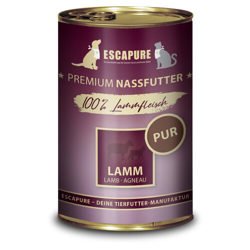 Escapure Natvoer blik lam PUUR 400 gram