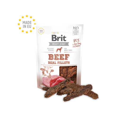 Brit Meaty Jerky Kip & Rund Fillets 80 gram