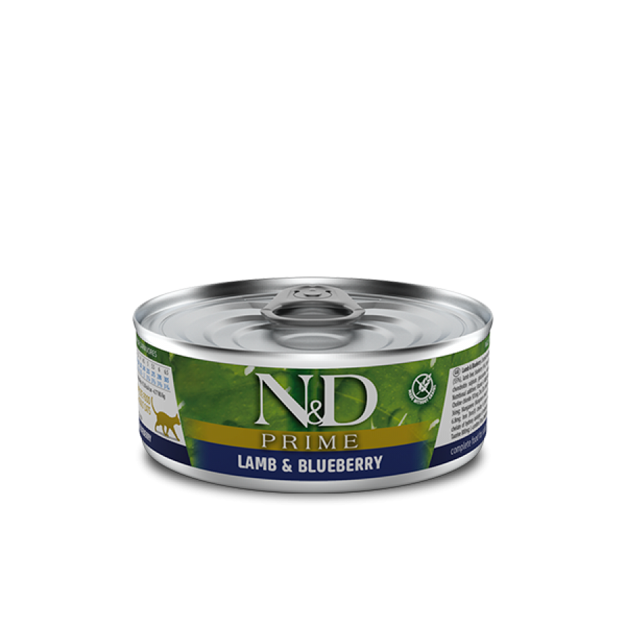 N&D Prime Blik Lam & Bosbes Kat 70 gram