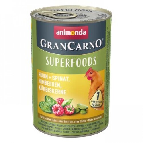 Animonda Grancarno Superfoods Kip, Spinazie, Frambozen & Pompoenzaden 400 gram