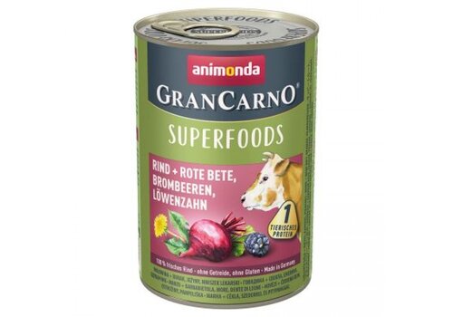 Animonda Grancarno Superfoods Rundvlees, Bieten, Braambessen & Paardenbloem 400 gram