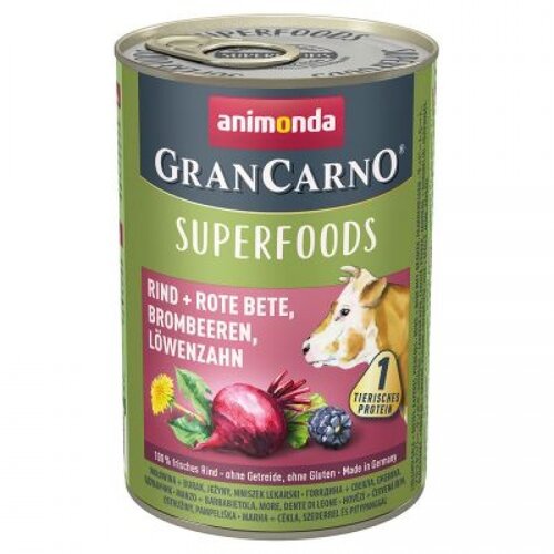 Animonda Grancarno Superfoods Rundvlees, Bieten, Braambessen & Paardenbloem 400 gram