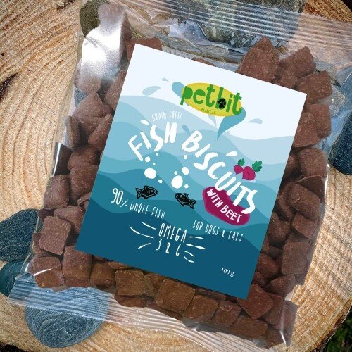 Petbit Fish Biscuits Beet (met rode biet) 100 gram