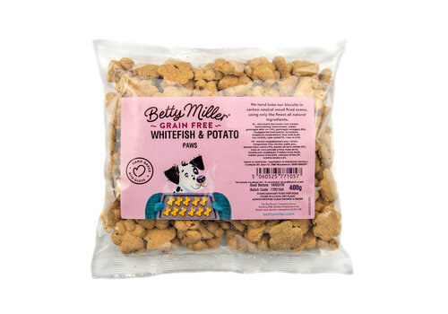 Betty Miller Grain Free White Fish & Potato paws 400 gram