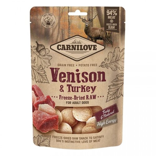 Carnilove Freeze Dried Snacks Hert Kalkoen 60 gram