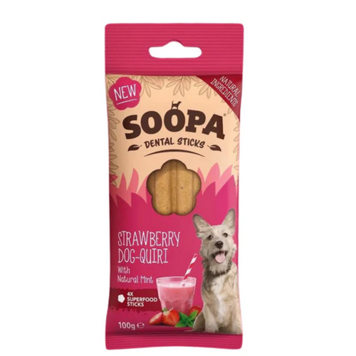 Soopa Dental Sticks Aardbei Dog-Quiri 4 stuks