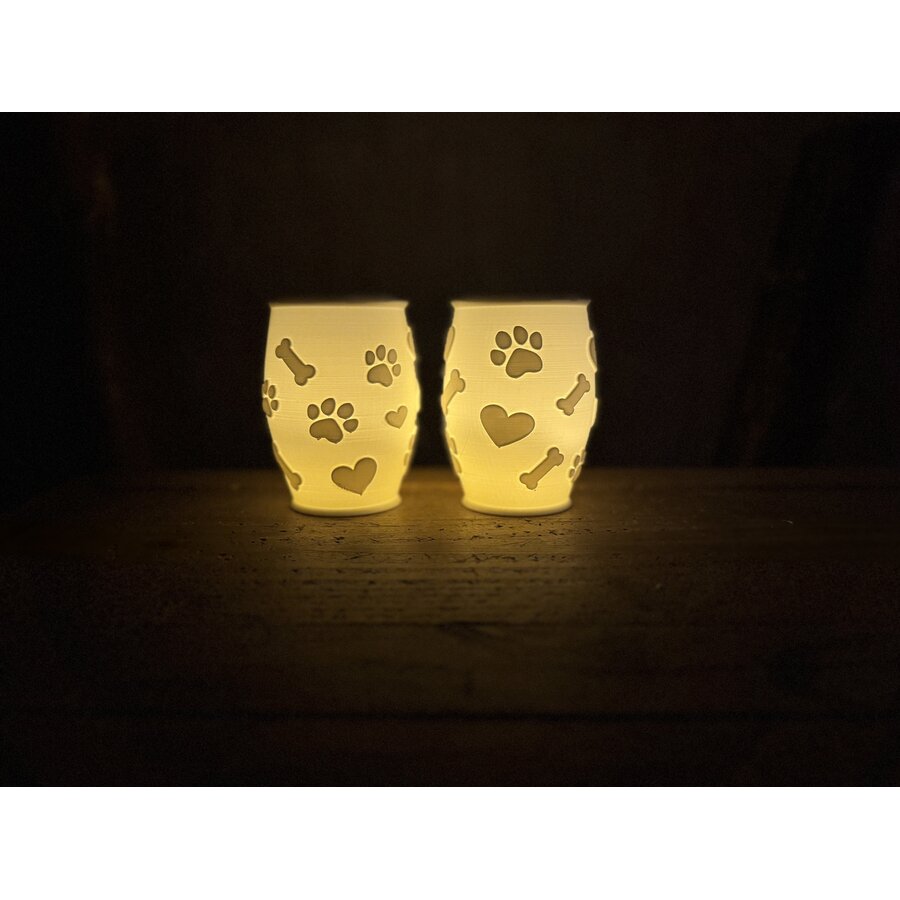 Christmas Tea Light Lamp Paws, Hearts & Bones Pos.