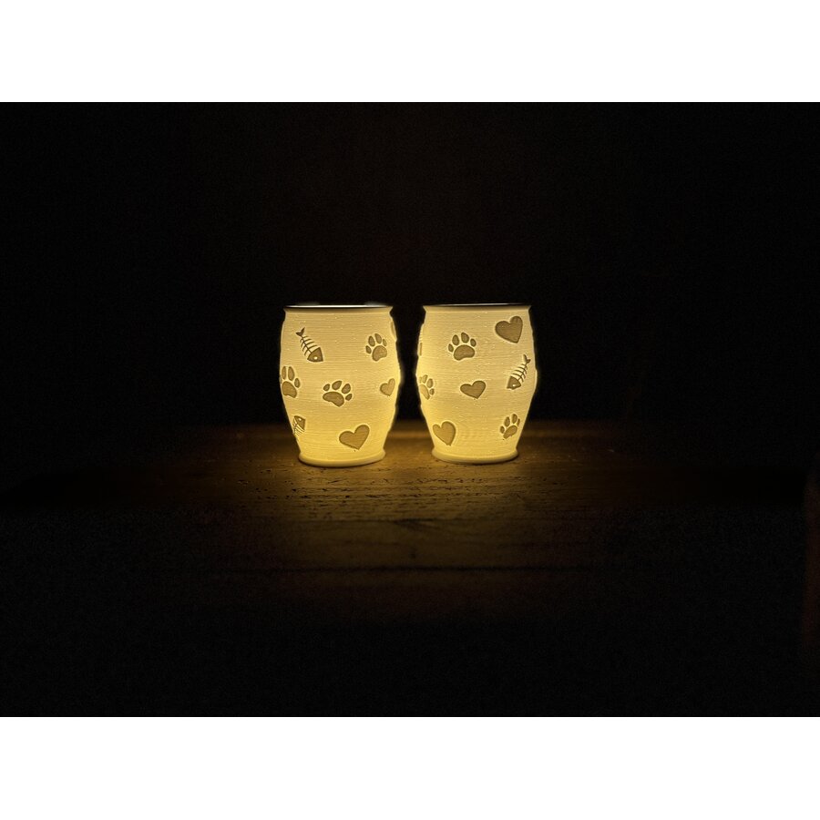 Christmas Tea Light Lamp Paws, Hearts & Fish Pos.