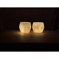 Christmas Tea Light Lamp Santa Dog Neg.