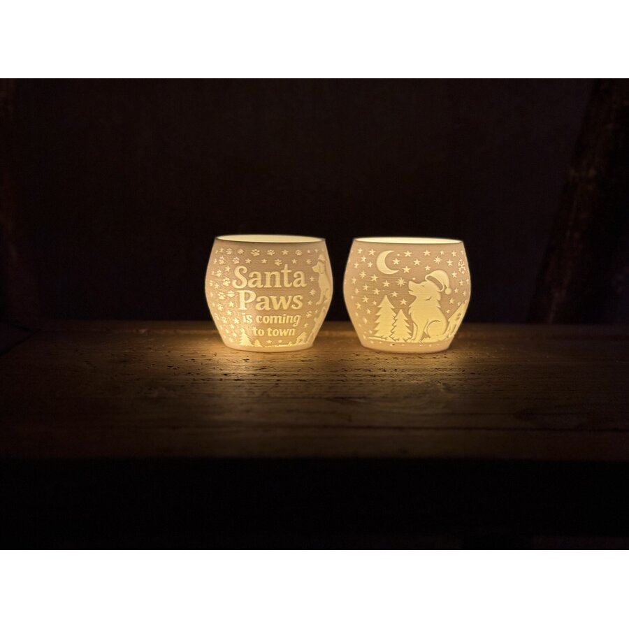 Christmas Tea Light Lamp Santa Dog Pos.