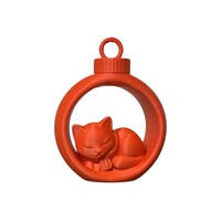 Christmas Sleeping Cat in Ornament Assorti