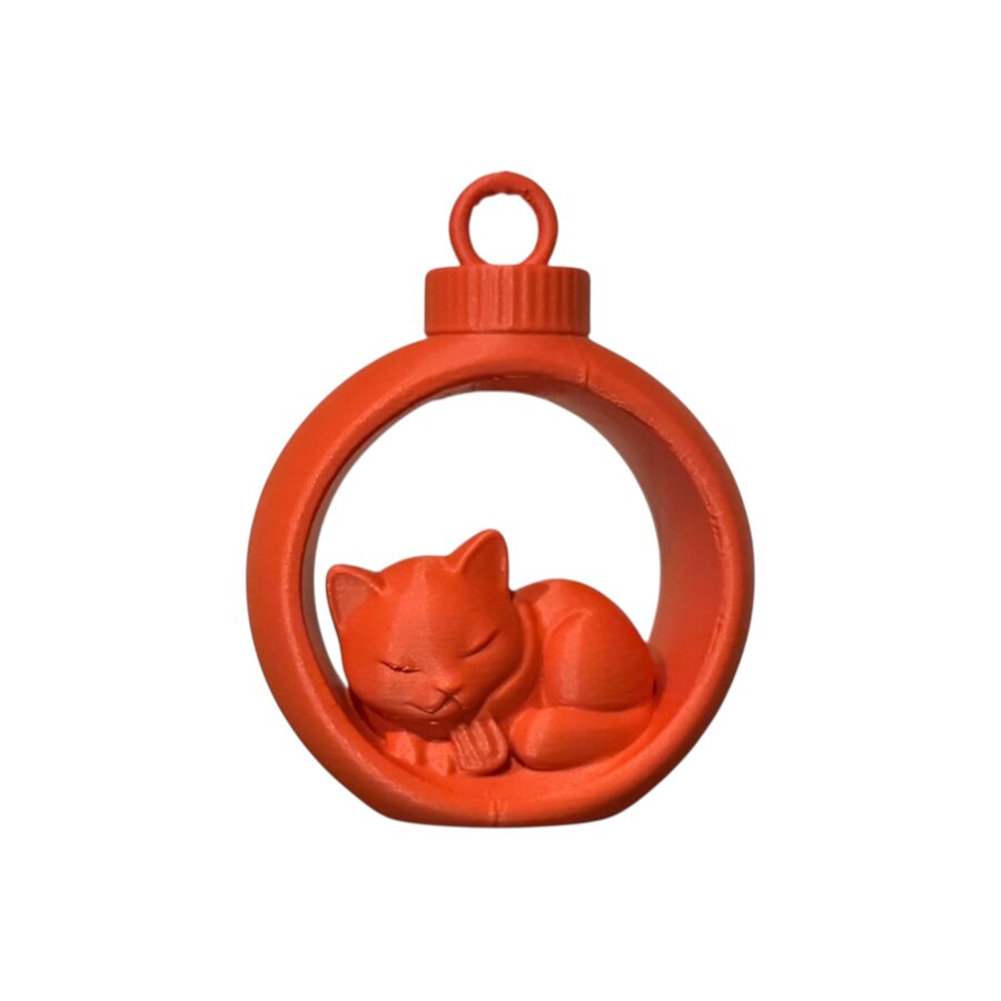 Christmas Sleeping Cat in Ornament Assorti