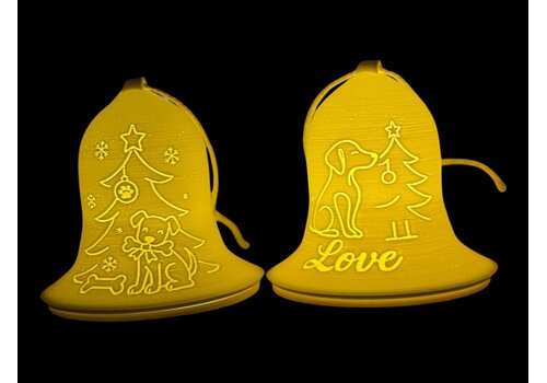 Christmas Tealight Lamp Bell Dog Neg.