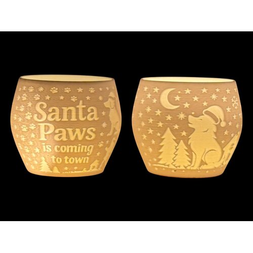 Christmas Tea Light Lamp Santa Dog Neg.